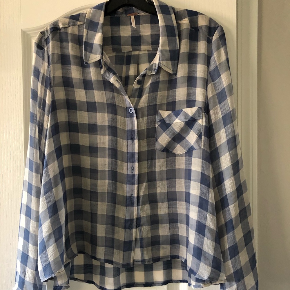 Free People checkered button down shirt